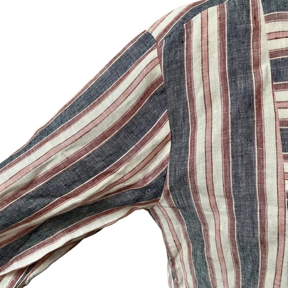 Frame Linen Striped Bib Button Down Shirt Oversized Gray Pink Cream Size XS - Picture 7 of 16